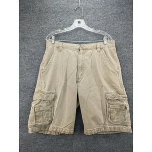 Mens Wrangler Cargo Shorts Size ? 16W 10 Inseam Tan Khaki Pockets SEE DESC